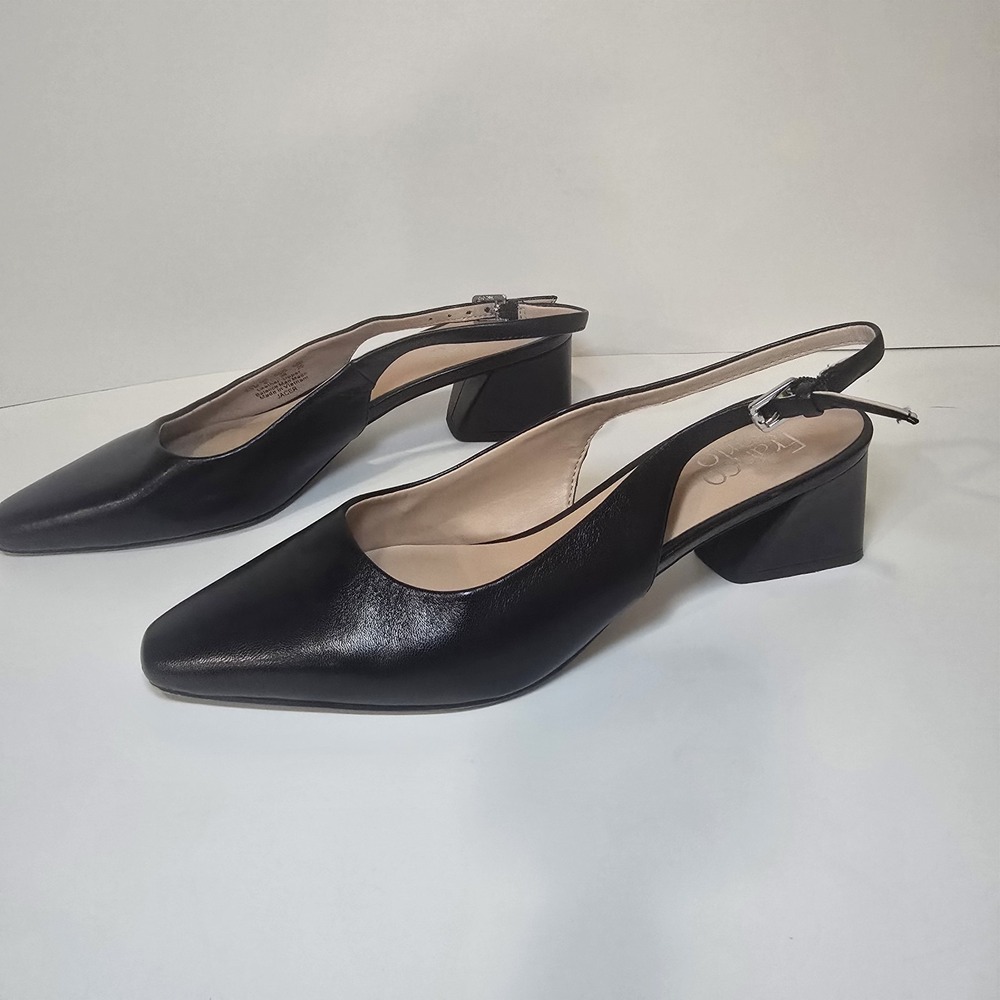 Franco Sarto Jacer Black Leather Slingback Pumps Heels Women's 8.5 M